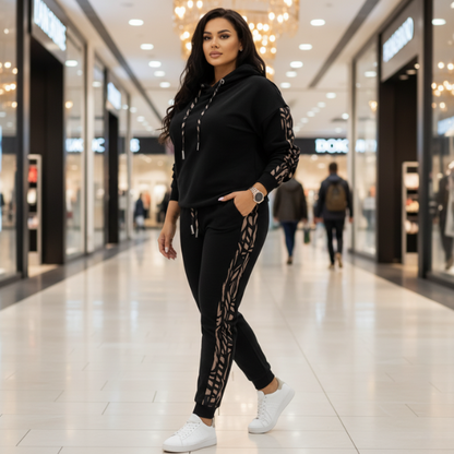 ROXIE ANIMAL PRINT STRIPE TRACKSUIT