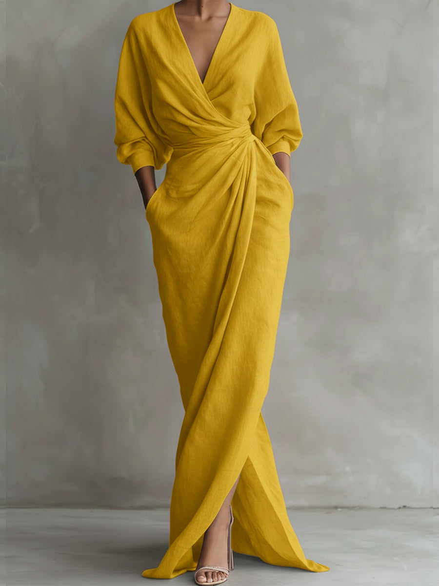 COLETTE™ SCULPTURAL LINEN MAXI DRESS